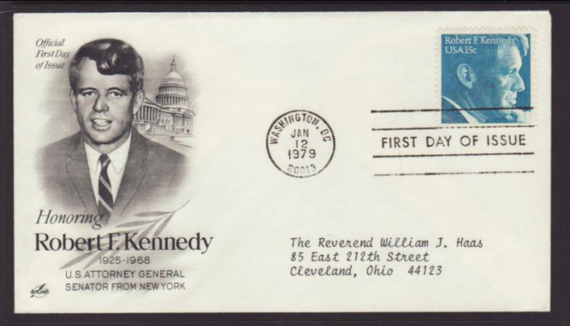 US Robert Kennedy 1979 PCS Typed FDC BIN