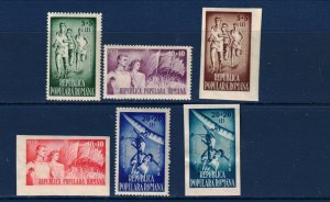 Romania Sc B421-4, CB20-21 MLH Set of 1948 - SPORTS, PROPAGANDA - HJ06