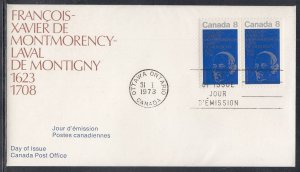 Canada Scott 611 Pair FDC - Bishop Laval