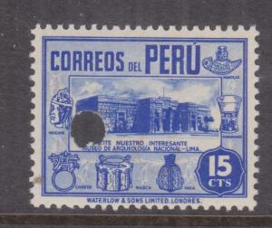 PERU, 1938 15c. Ultramarine, Museum, Waterlow Punched Proof, perf., mnh.