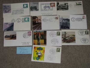 10 Different covers with Train Cachets & Stamps from around the world, Lot# TC4