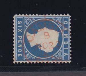 Gambia, SG 14A, used red cancel Watermark Sideways variety