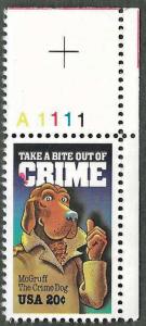 US Scott 2102 - Crime Prevention - Plate Single - MNH - 1984