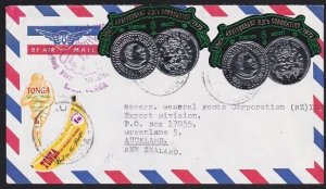 TONGA 1972 cover to NZ - nice self adhesives franking......................B6683