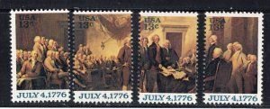 SCOTT  1691-94  DECLARATION OF INDEPENDENCE  13¢  SET OF 4 SINGLES  MNH