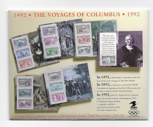 US 2624-29  1992  6 sheets w/ spain, italy & Portugal  VF  NH