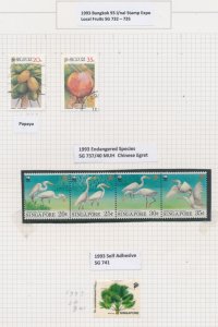 Singapore 1993-94 SG 737-740 MNH Birds SG 741-750 Used Sea Creatures + 753 $10