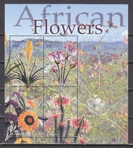 Lesotho, Scott cat. 1360 a-d.  African Flowers s/sheet. ^
