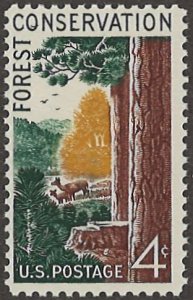 US Scott# 1122 1958 4c dp grn, yel & brn Symbols of Forest Conservation  MNH ...