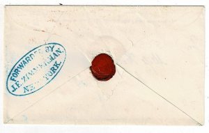 1853 incoming letter, J.E. Zimmerman/New York forwarding agent handstamp