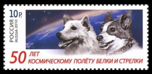 2010 Russia 1687 50 years of space flight of Belka and Strelka