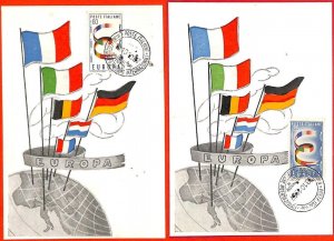 aa3368 - ITALY - POSTAL HISTORY - Set of 2  Maximum Card 1957 EUROPA CEPT