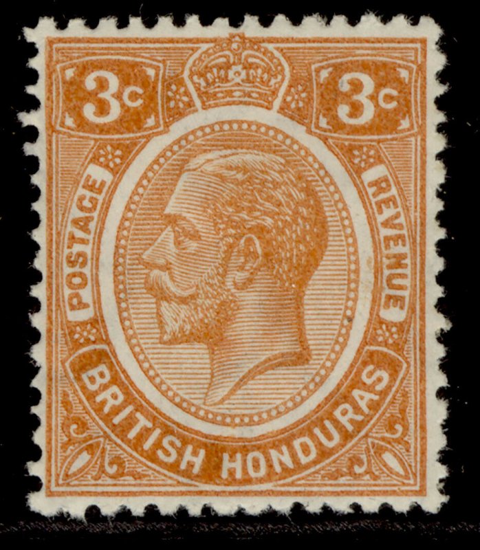 BRITISH HONDURAS GV SG129, 3c orange, LH MINT. Cat £38.