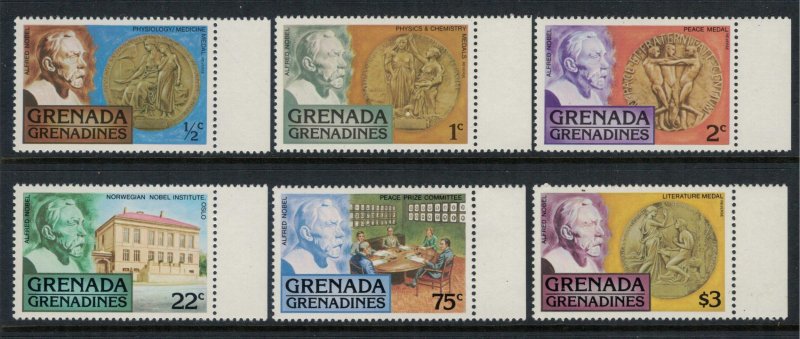 Grenada-Grenadines #256-62* NH  CV $6.50 Nobel Prize set & Souvenir sheet