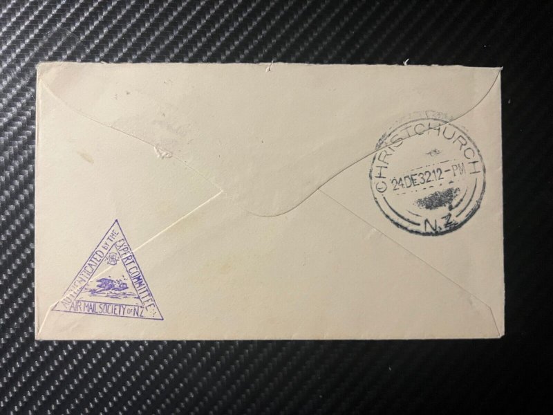 1932 New Zealand Special Christmas Airmail Cover Gisborne to Christchurch