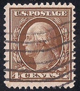 377 4 cent Washington, Brown Stamp used F-VF