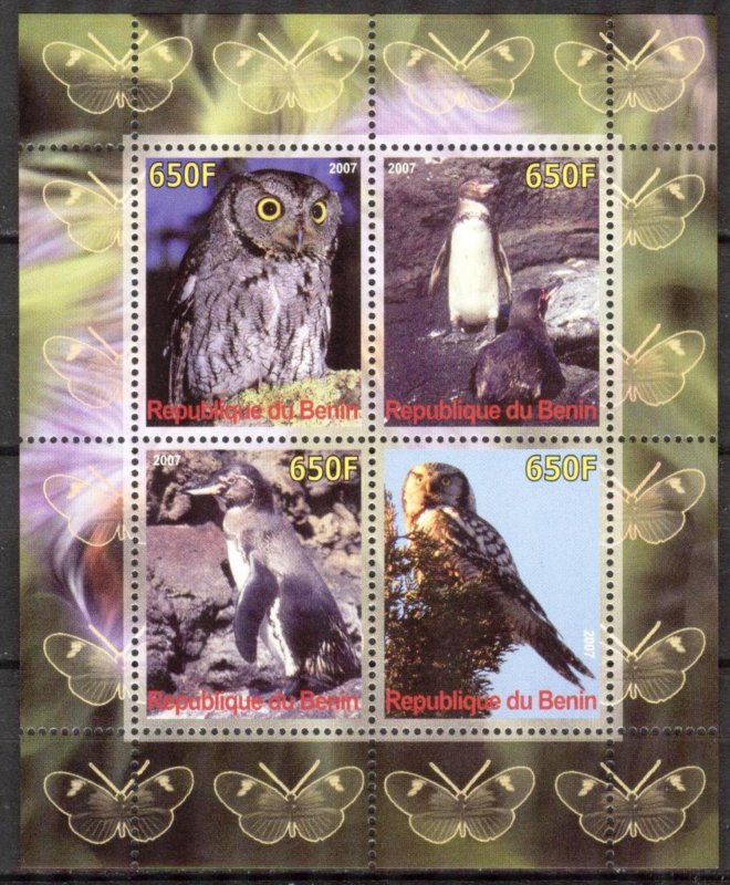 Benin 2007 Birds Penguins and Owls (I) Sheet MNH