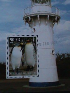 ​DJIBOUTI -2004  LOVELY PENGUINS & LIGHT HOUSE CTO SHEET-VF-FANCY CANCEL
