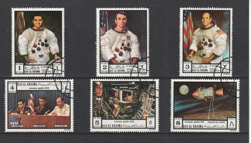 1972  Ras Al Khaima - Apollo 17 - Mi 840A-845A - Perf. - CTO