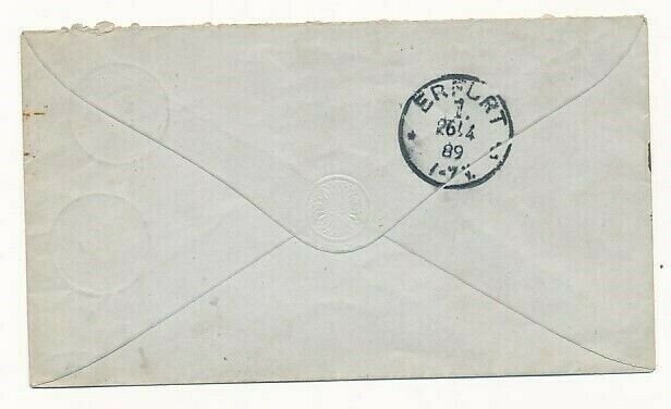 D051729 Germany Deutsches Reichs Post 1889 Wormlace Cover Erfurt