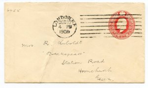 GB 1905 1d Postal Stationery Envelope London/Hornchurch