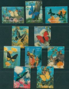 Umm al Qiwain 1972 Mi#1624-1633 Flowers & Butterflies Plastic coated 3D 10v.MLH