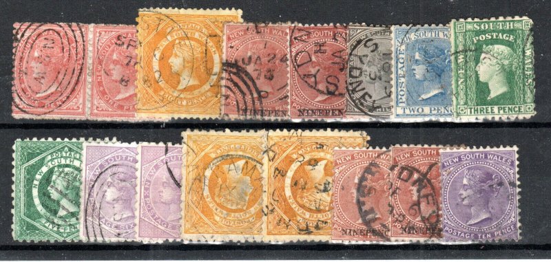 Australia - New South Wales 1882-97 values to 10d  between SG 207 and 236e FU