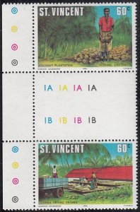 St. Vincent 1981 MNH Sc 621 60c Coconuts Gutter pair