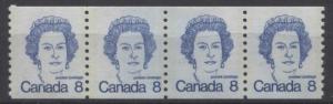 Canada #604 8c Royal Blue QE2 Caricature Coil Jump Stp LF Paper Type 3 F-70 NH