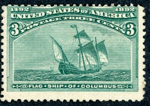 #232 – 1893 3c Columbian Commemorative. MNH OG. Poor centering.