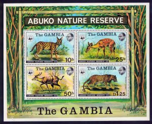 GAMBIA 1976 Sc#344a WWF Abuko Nature Reserve Wild Animals Souvenir Sheet  MNH