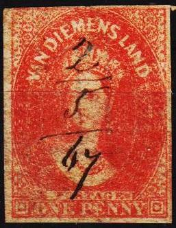 Australia(Tasmania).1855 1d S.G.28 Good Used