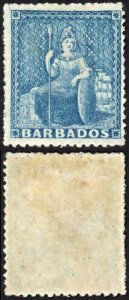 Barbados SG23 (1d) Blue Rough Perf 14 to 16 No Wmk M/M Cat 80 pounds