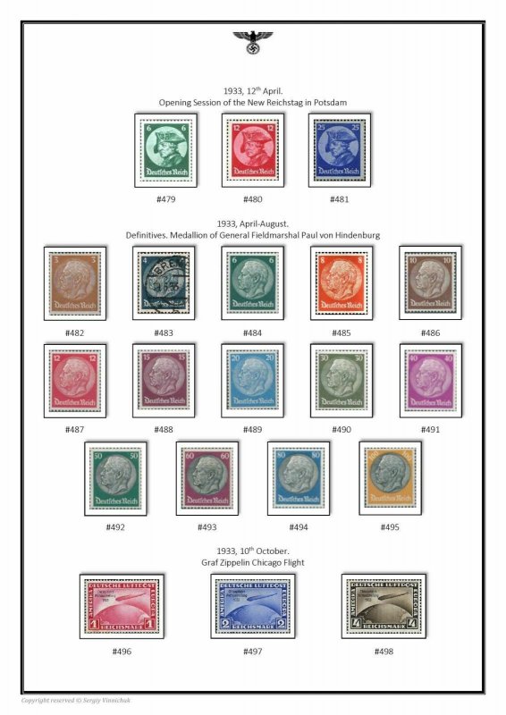 Germany Third Reich Deutsches Reich III 1933-1945 PDF(DIGITAL) STAMP ALBUM PAGES