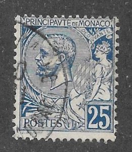 Monaco  Scott 21 Used 25c Prince Albert I stamp 2017 CV $5.00