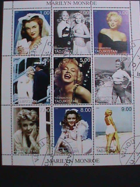 ​TAJIKISTAN 1999-BEAUTIFUL SEXY MOVIE STAR-MARILYN MONROE-CTO- SHEET VERY FINE