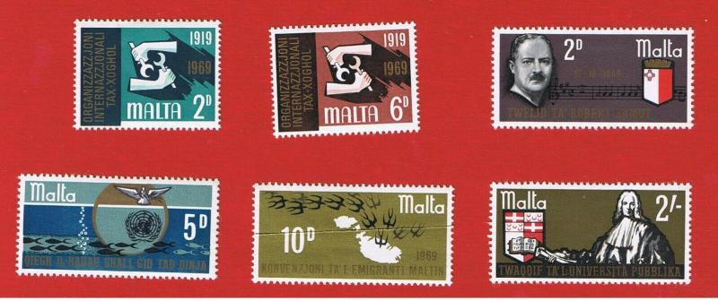 Malta #398-403 MVFLH OG Various Scenes  Free S/H