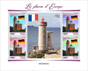 NIGER - 2022 - European Lighthouses - Perf 4v Sheet - Mint Never Hinged