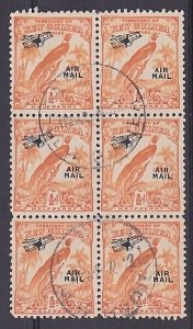 NEW GUINEA 1932 ½d airmail used block of 6.................................A4961