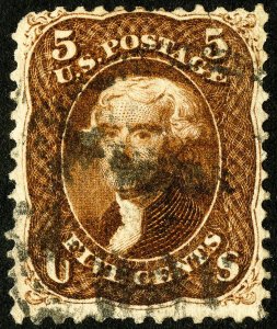 US Stamps # 75 Used VF Deep Color, Light Cancel Scott Value $425.00
