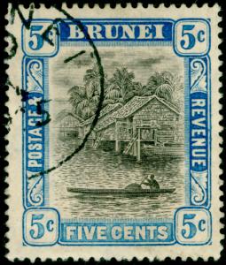 BRUNEI SG27, 5c grey-black & blue, FINE USED. CDS. Cat £95.