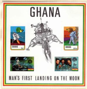 GHANA Moon Landing sheet, Scott 389a MNH** Imperforate without simulated perfs