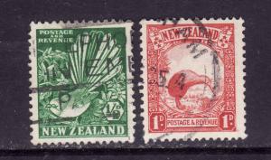 New Zealand-Sc#185-6-1/2p,1p-used-1935-Birds-