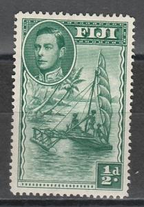 FIJI 1938 KGVI SAILING CANOE 1/2D PERF 14