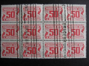 Canada postage due used block 12 50c Sc J40 Bracebridge ON donut flaw LR corner