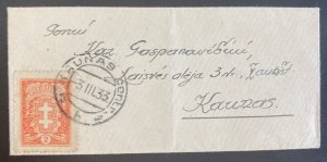 1933 Kaunas Lithuania Mini Cover Locally Used