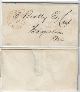 1837 Stampless Baltimore to Hagerstown, Maryland - H1075