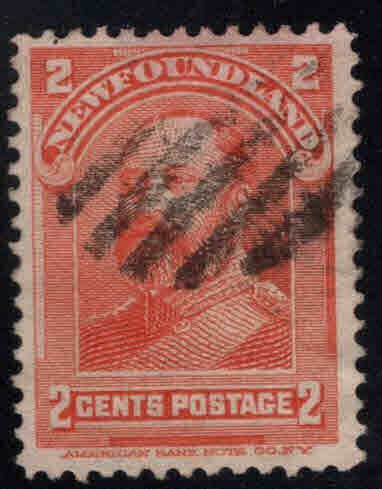 NEWFOUNDLAND Scott 82 Used Vermillion  colored  stamp