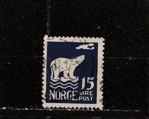 Norway  Scott#  108  Used  (1925 Polar Bear and Airplane)