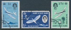 Gilbert & Ellice Islands 1964 SG 82-84 Sc 79-81 First Air Service Used